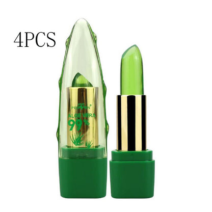 Gel de Aloe Vera que cambia de Color lápiz labial brillo hidratante antisecado desalinización cuidado de labios de grano fino