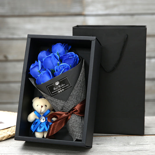 Box Creative Handmade: 7 Rose Bouquet and Little Bear 🌹🐻❤️