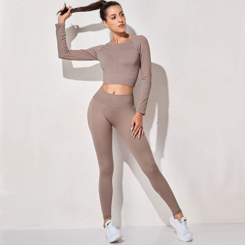 Yoga Clothes Suit Sportswear Jacquard High Elastic Casual