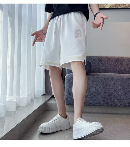 Sports Shorts Loose Straight Drawstring Wide Leg Pants