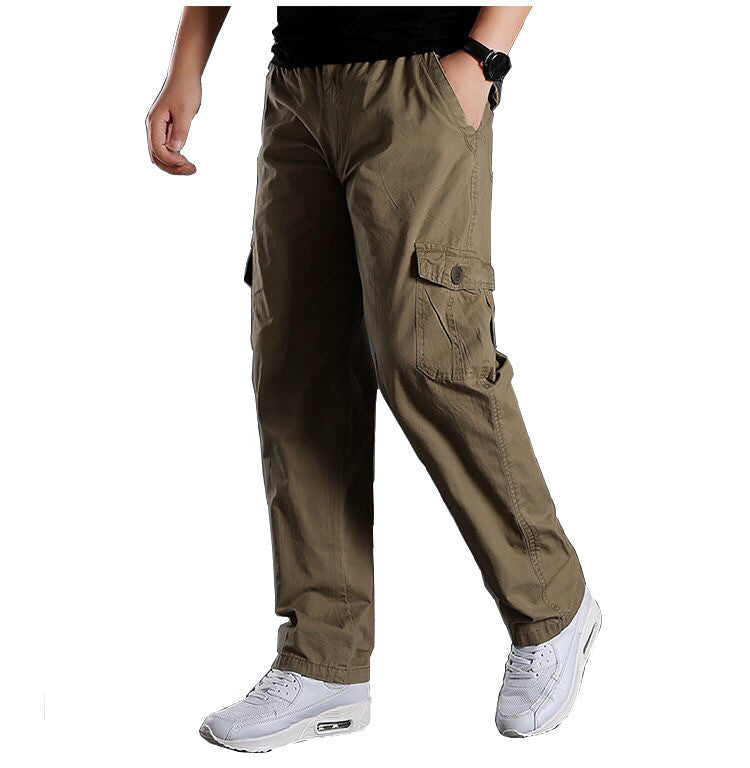 Pantalones casuales rectos con bolsillos para ropa de trabajo al aire libre para hombres