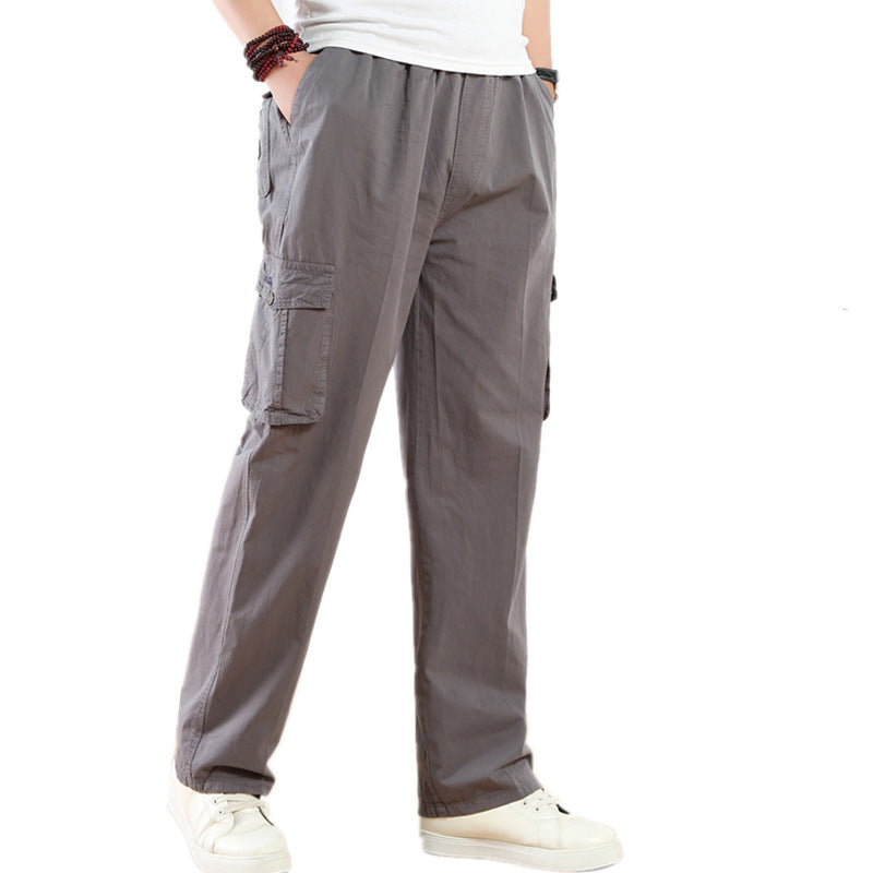 Pantalones casuales rectos con bolsillos para ropa de trabajo al aire libre para hombres