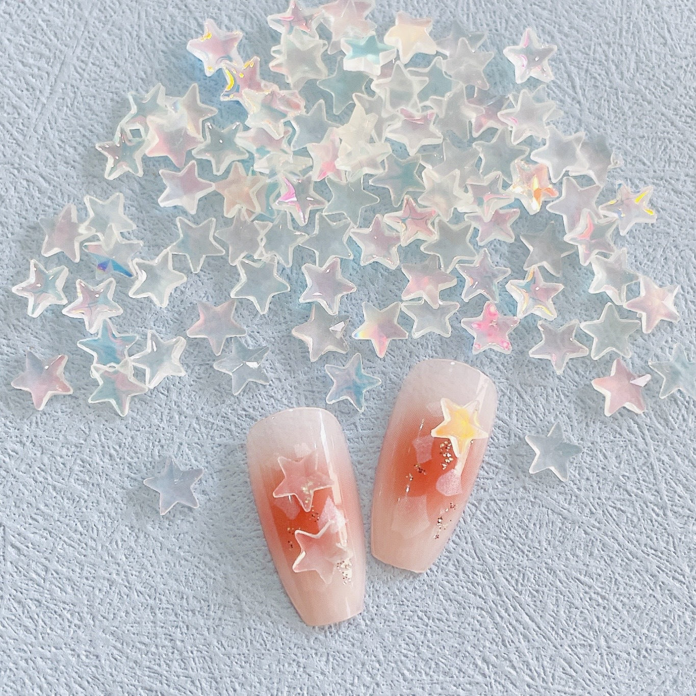 Nuevo en línea hielo rojo transparente colorido estrella de cinco puntas adorno de uñas colorido y fresco XINGX accesorios de uñas de resina Diy