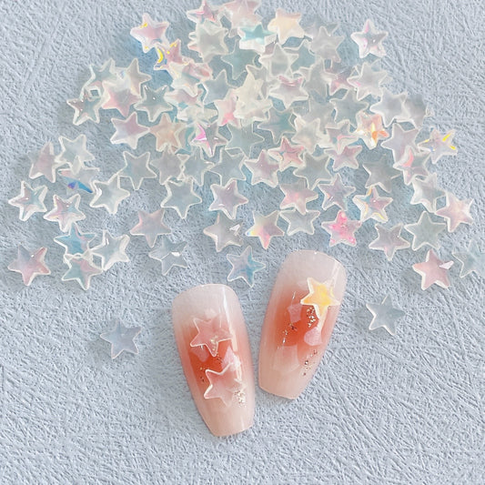 New Online Red Ice Transparent Colorful Five-pointed Star Nail Ornament Colorful And Fresh XINGX Diy Resin Nail Accessories