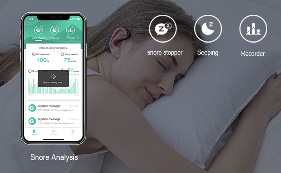 Dispositivo antironquidos con Bluetooth, dispositivo antironquidos con carga de 24 horas, tapón para ronquidos, ayuda para dormir, análisis de ronquidos, datos de sueño, buen sueño