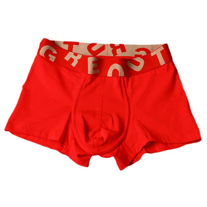 Men's Purified Cotton Underwear Festive Bright Red Mid-rise Boxers