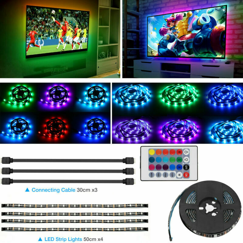 Transform Your Space with Vibrant Ambiance! 🌈📺 Elevate Your TV and Computer Experience with our 4x50CM USB 5V RGB LED Strip Background Light Remote Kit. 🎉